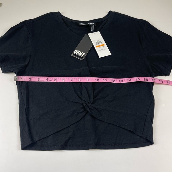 DKNY Jeans Blouse Womens Size Small Black Twist Front NWT NEW - Picture 5 of 7